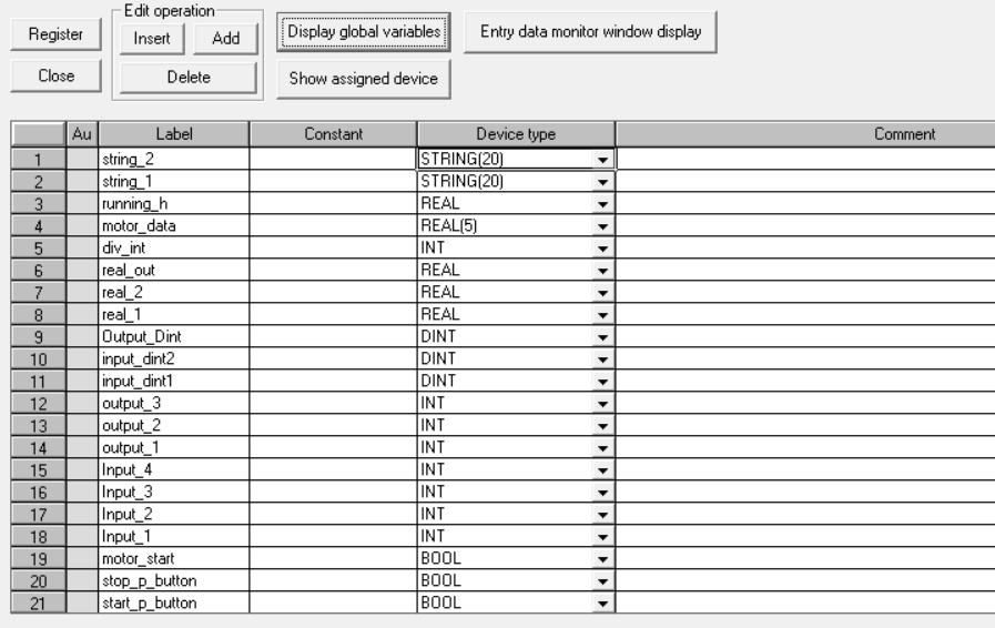 Mitsubishi PLC Structured Text Data Type - BOOL, INT, DINT, REAL, STRING, ARRAY, STRUCT